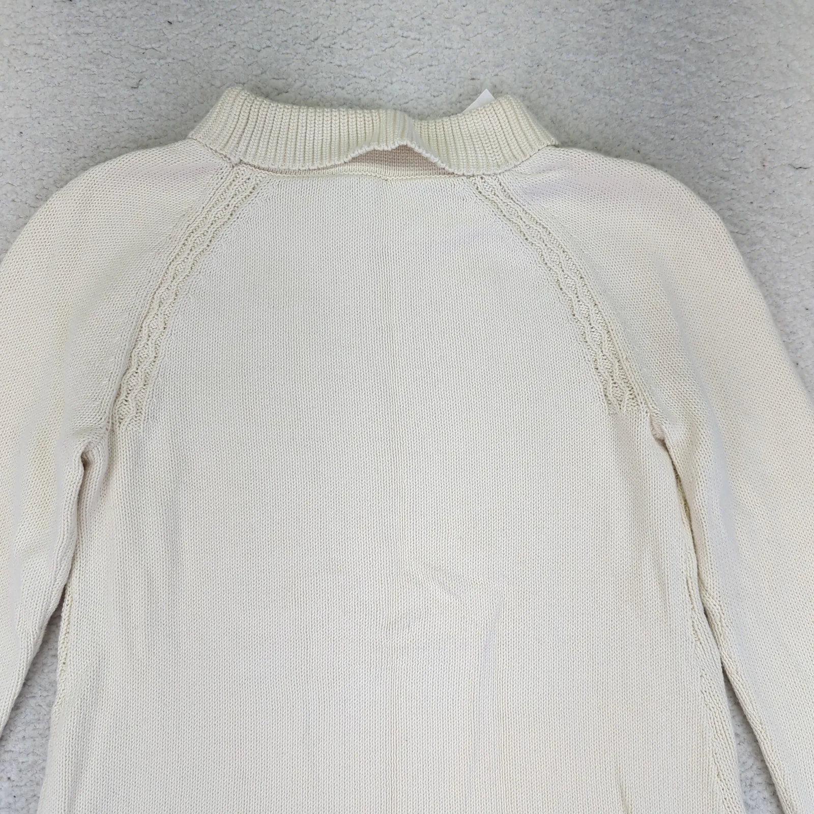 Talbots Womens Cable Knit Mock Neck Long Sleeve Pullover Sweater Cream M New Tag - Image 5