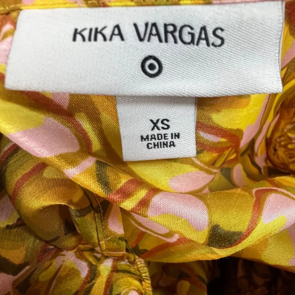Kika Vargas Mum Floral Puff Sleeve Min Baby Doll Dress XS Vibrant Floral Print Yellow - Image 11
