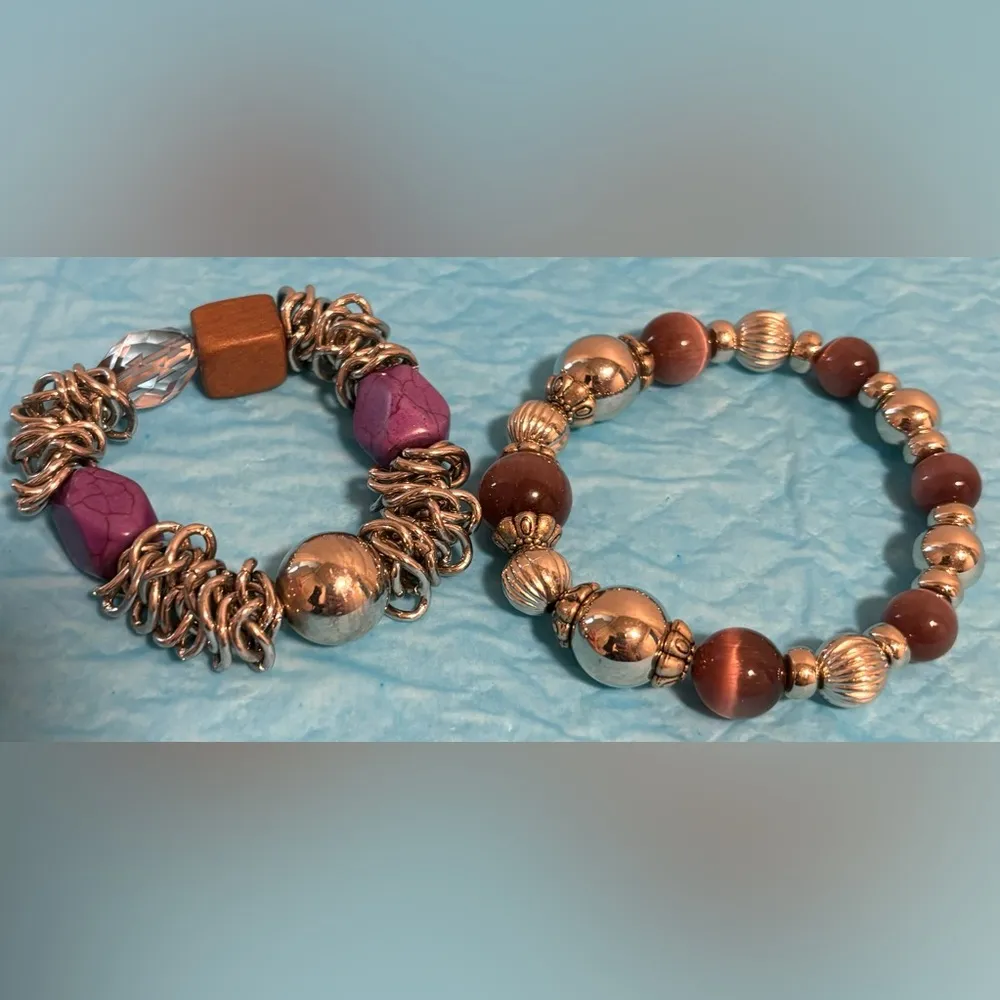 2 Silver Stretch Bracelets - Image 2