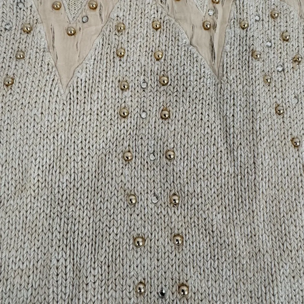 Vintage Ada Tuchbant Cream Sweater with Embellishments, size L cottagecore boho Size L - Image 7