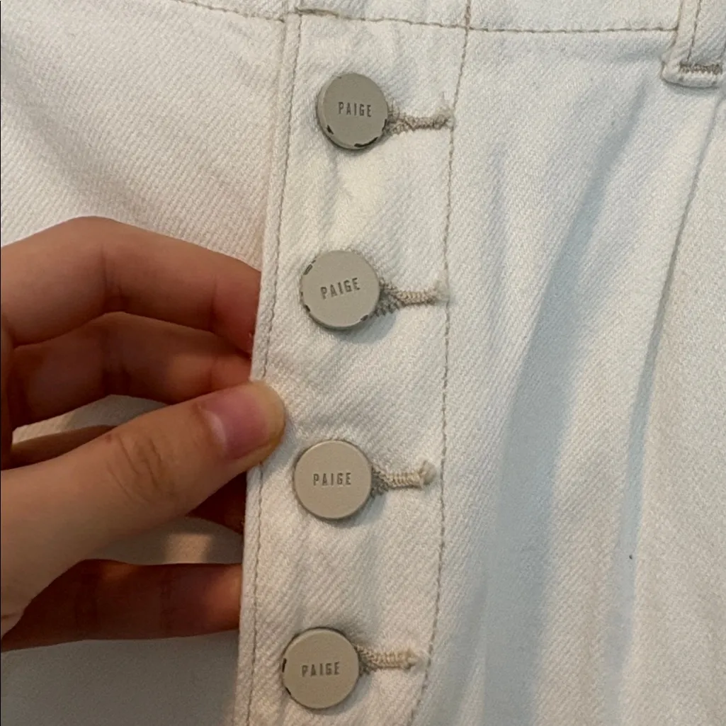 Paige Pleated paper waist tapered leg denim pants - Image 3