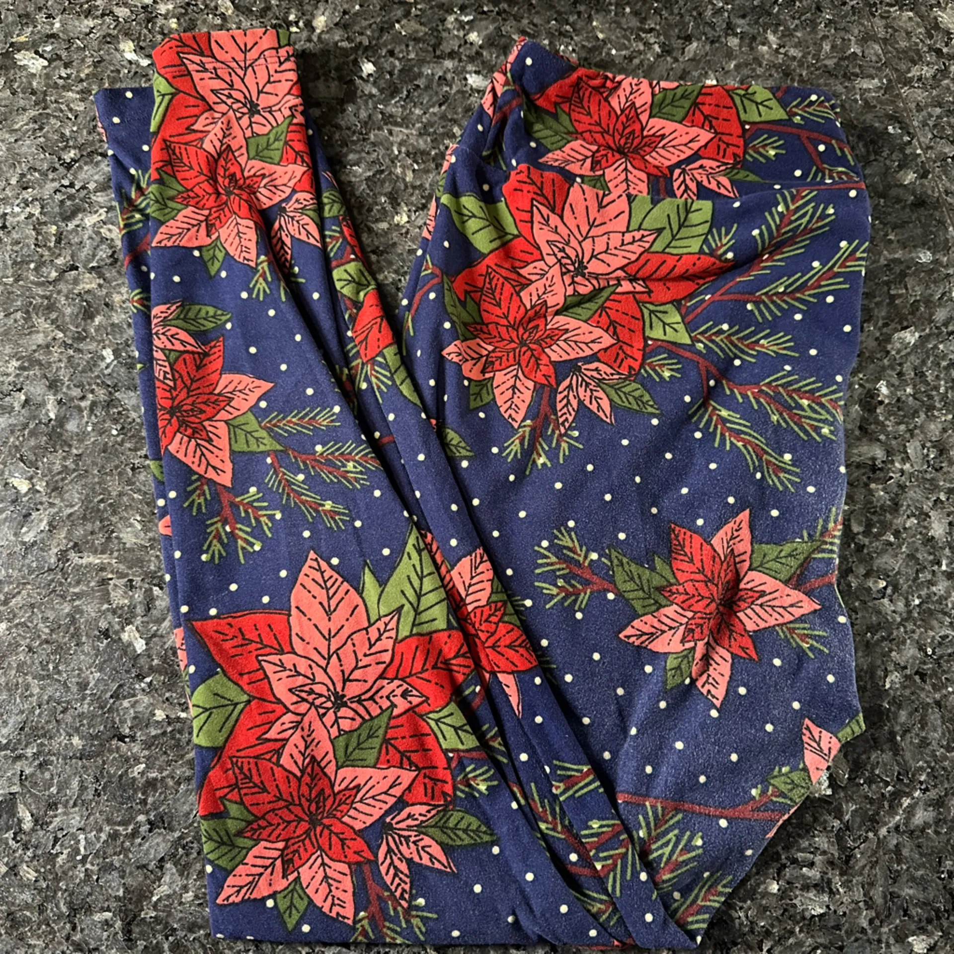 LuLaRoe Christmas Holiday Collection Poinsettia Floral Leggings Plus Size 1X TC - Image 11
