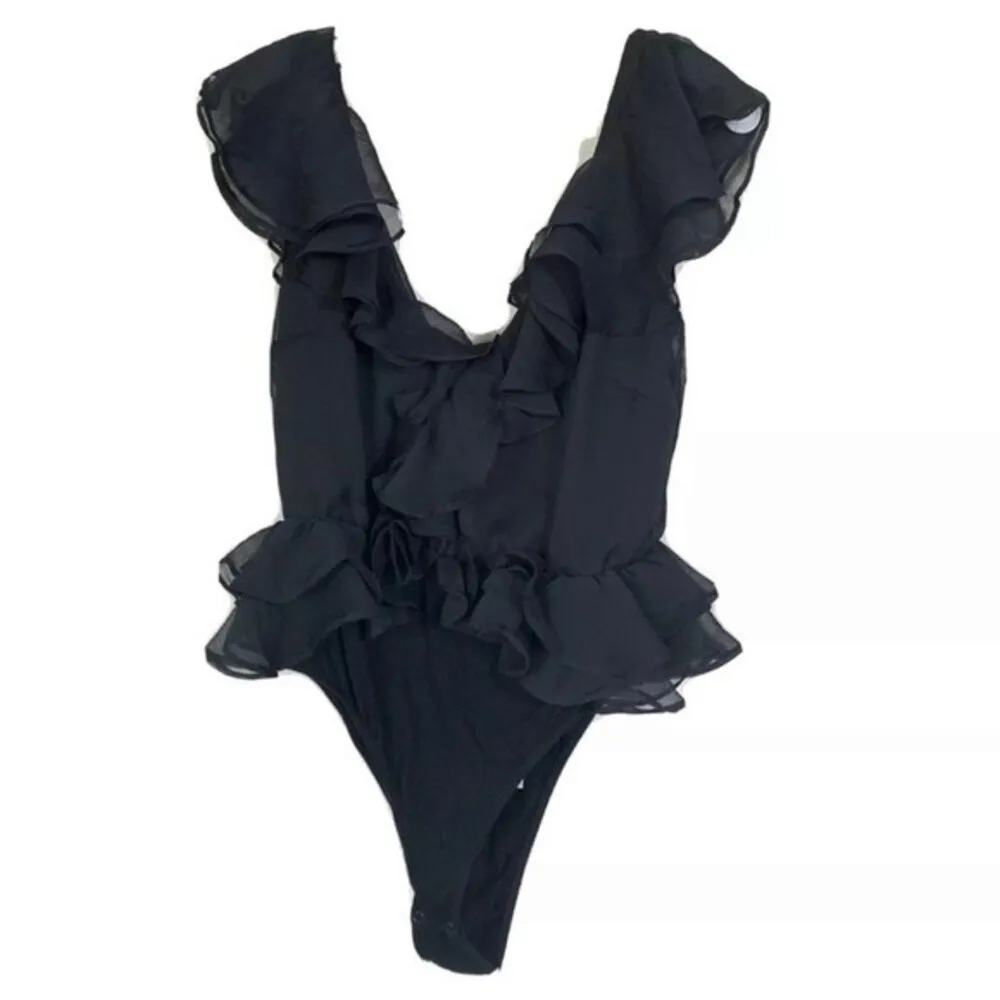 Bardot Emily Frill ruffle Black Bodysuit  6 - Image 6
