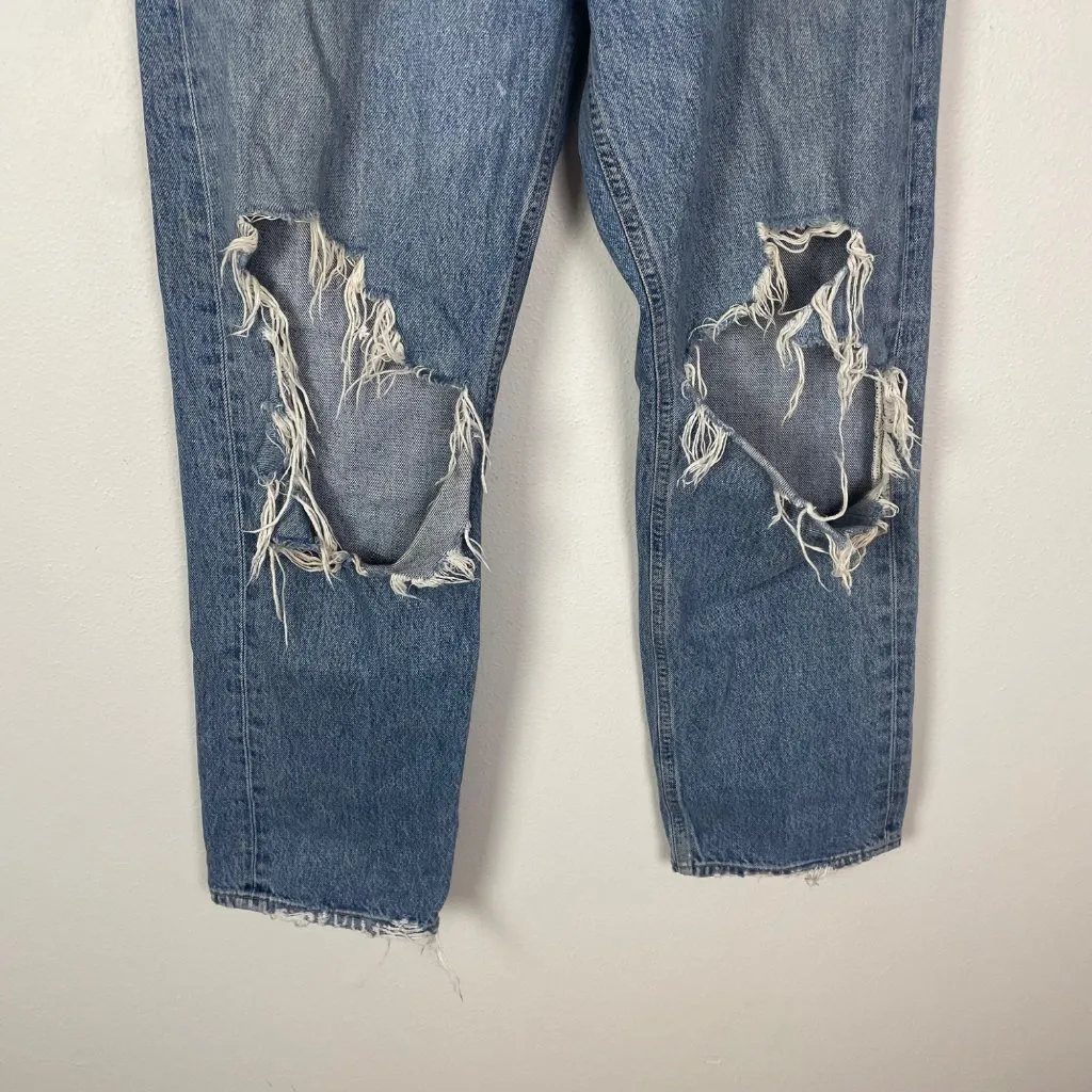 Agolde Women's 27 90s Mid Rise Loose Fit Distressed‎ Light Wash Button Fly Jeans - Image 5