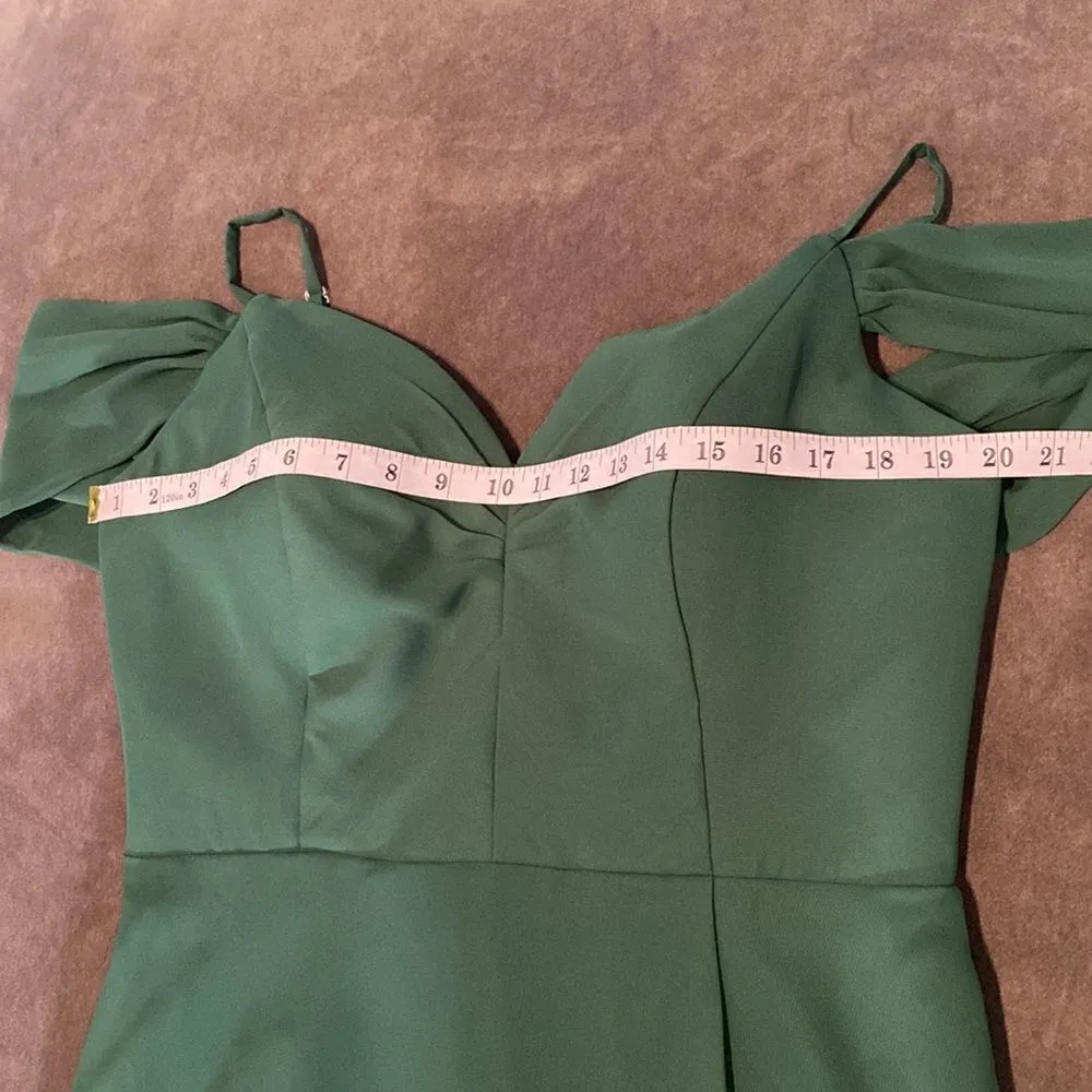 Women’s Full Length Green Chiffon Bridesmaid Party Prom Dress Corset Back 14 Green - Image 11