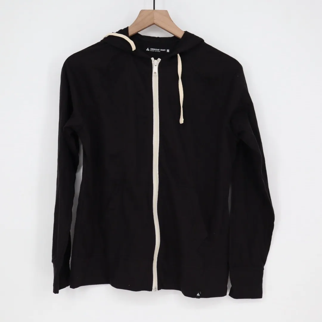 American Giant Black Full Zip Hoodie Sweatshirt Hooded Jacket Made in USA Size M Size M - Image 2