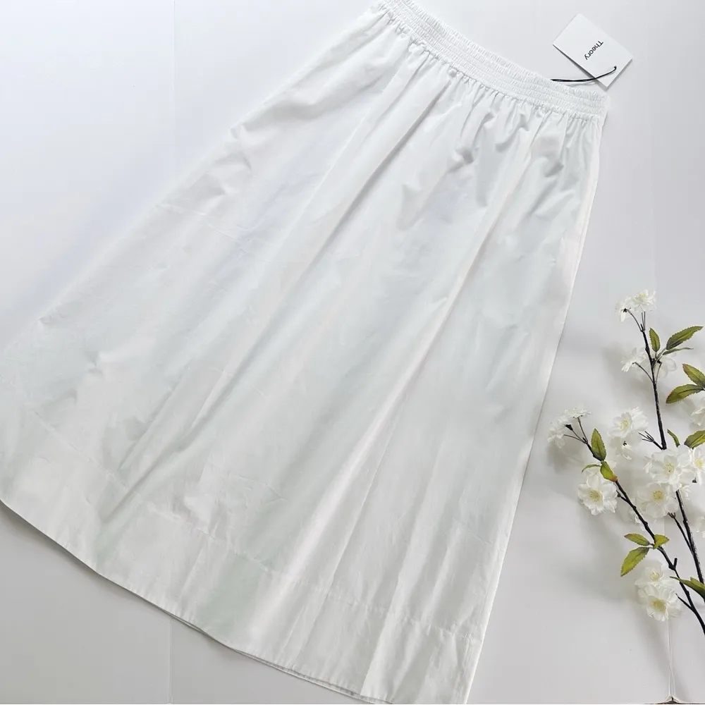 NEW Theory Easy Midi Skirt White City Poplin - Image 6