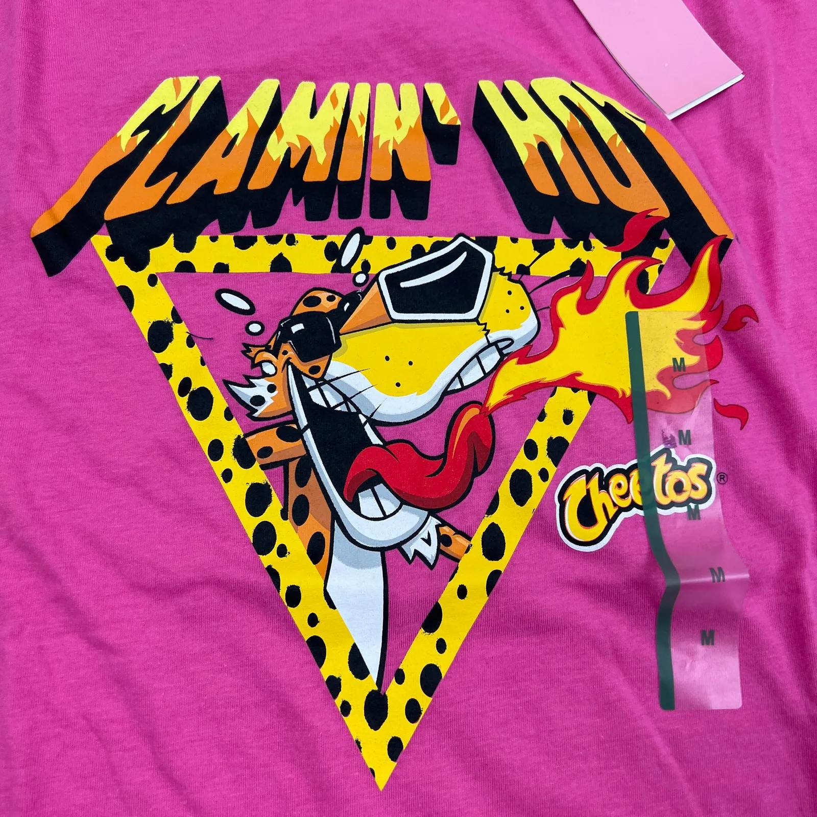 Women's Pink Cropped Short Sleeve Hot Cheetos Graphic T - Image 4