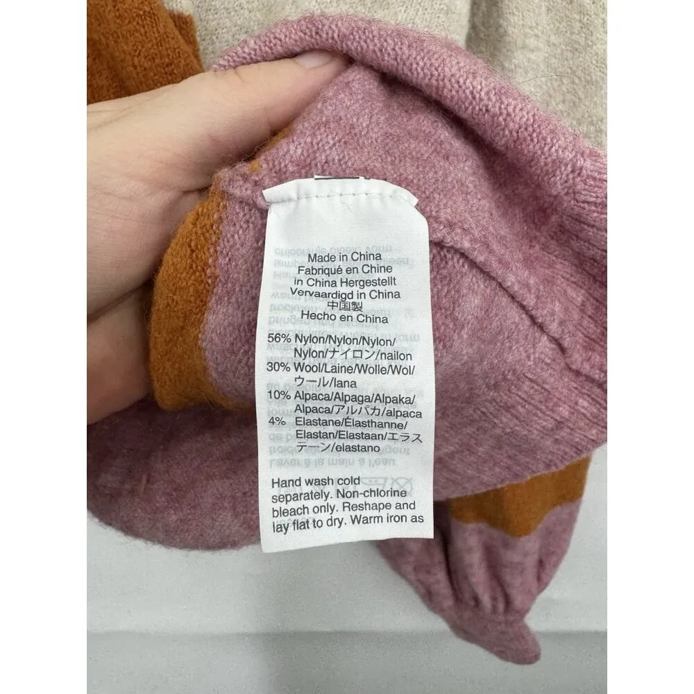 Madewell Wool Blend Striped Sweater Women Small Multicolor Balloon Sleeve Alpaca - Image 5