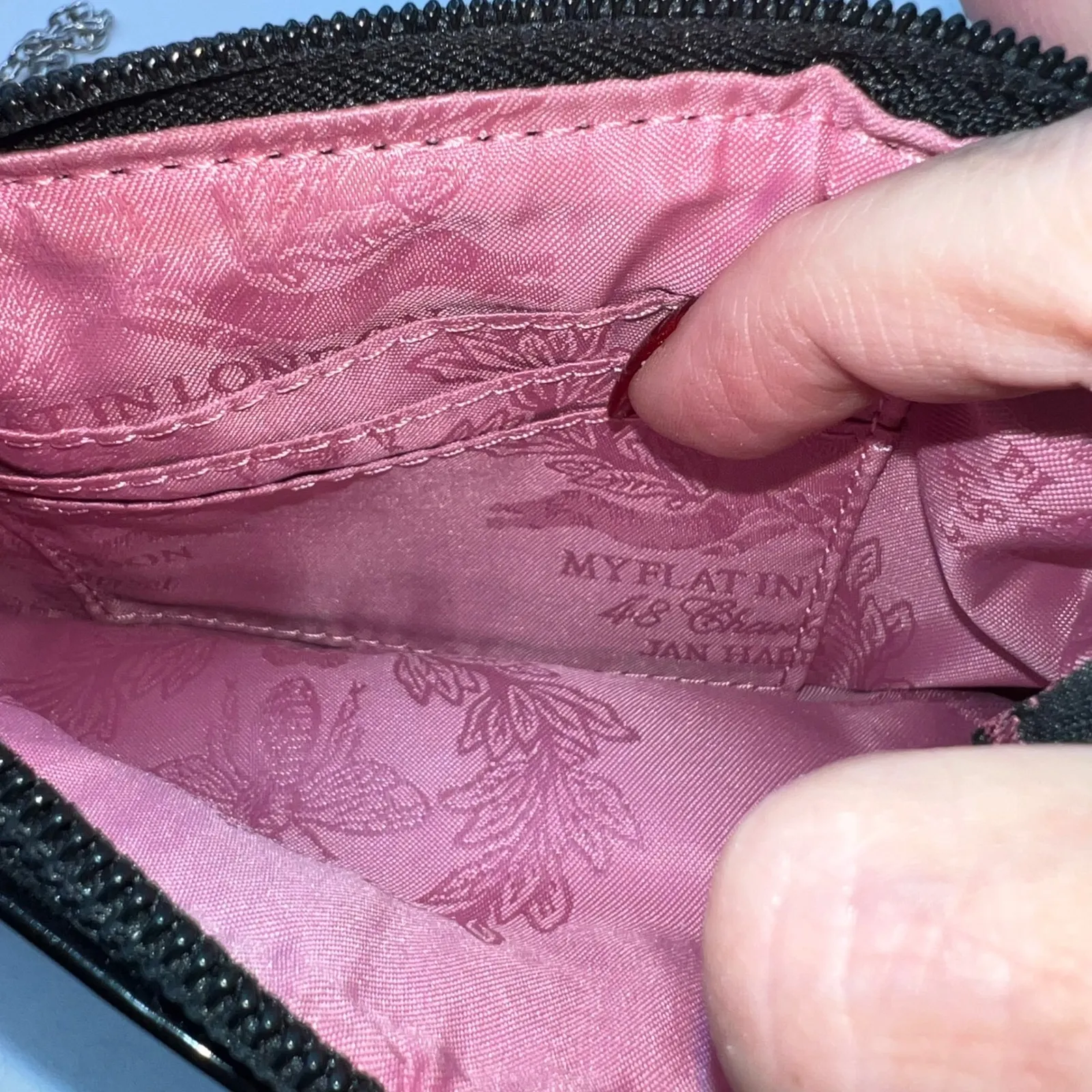 MY FLAT IN LONDON Black Sequin Crown Logo Clutch Chain Crossbody Bag Evening - Image 4