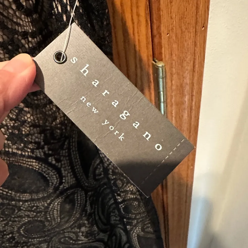 Sharagano Black Lace Dress Size 12 New NWT Paisley Flapper Nude Lining - Image 2