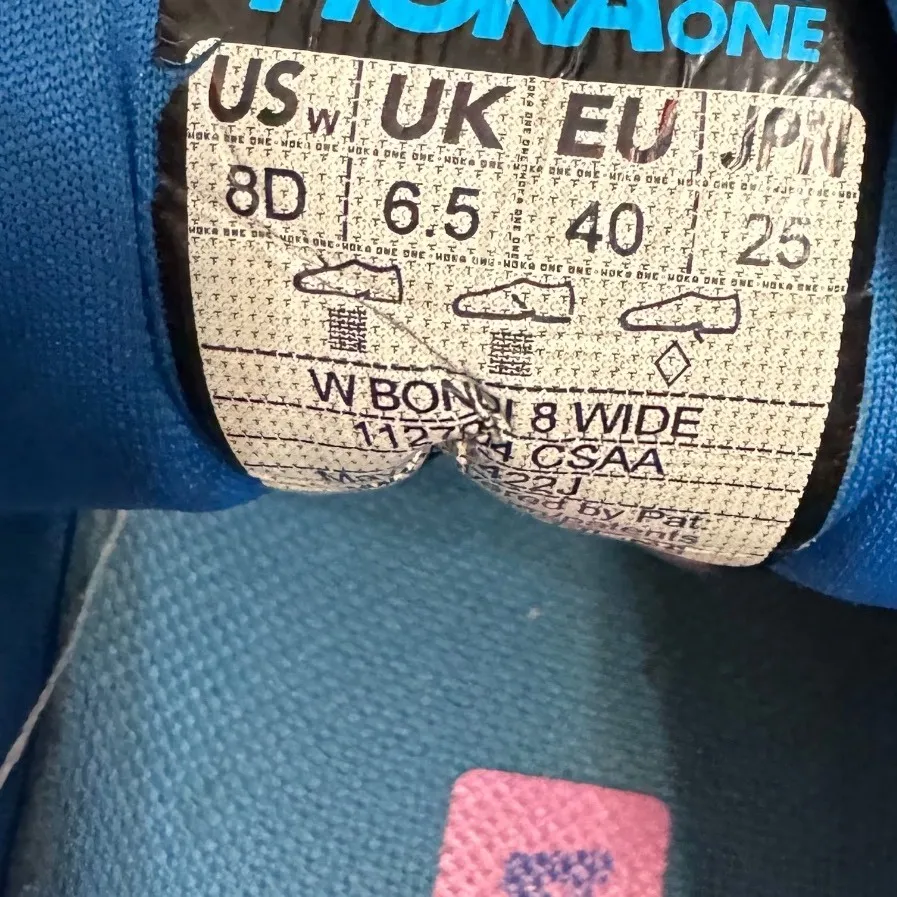 Hoka Bondi 8 Women Blue Pink Running Shoes Athletic Sneakers Size 8D - Image 10