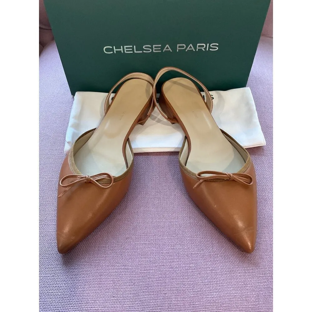 Chelsea Paris Yona Flats in Nutshell 39 with box Womens Low Heel Slingbacks Brown Size 8 - Image 7