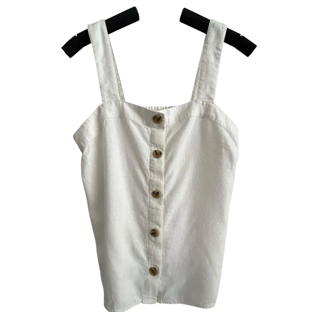 J.CREW | White Button-Up Tank Top Sleeveless Size Small - Image 2