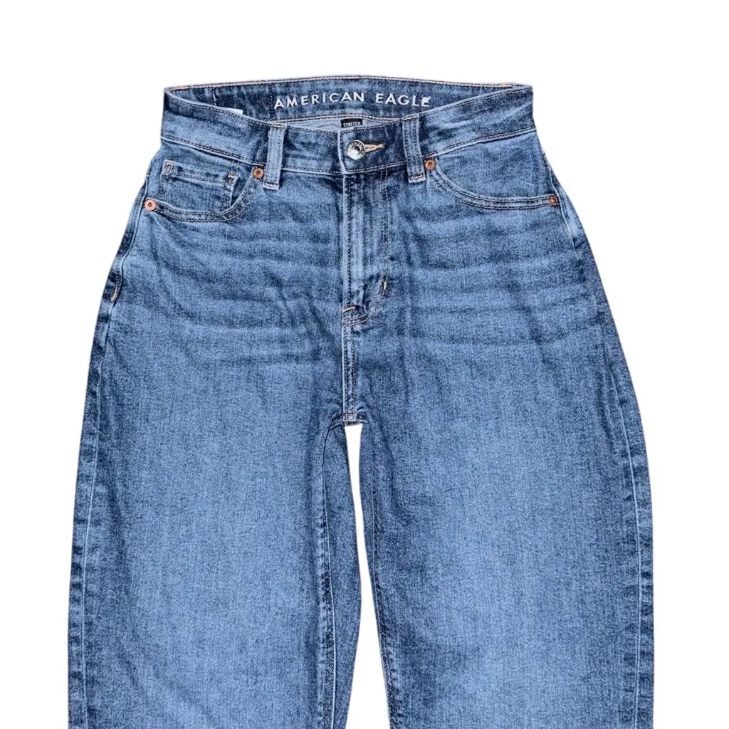 American Eagle Women’s Stretch Mom Jeans Medium Blue Wash Size 000 - Image 4