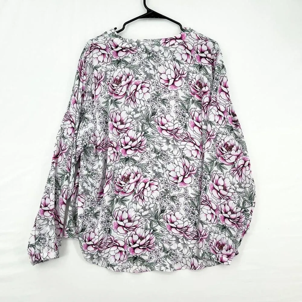 TORRID Blouse Women Size 2/XXL Pink & White Floral Halter Neck Tied Long Sleeve - Image 5