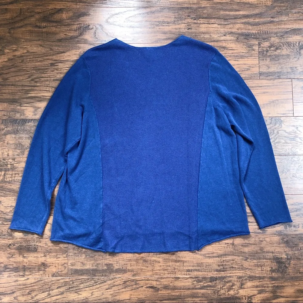 Sahalie • Your Best Bet lightweight sweater blue pullover linen cotton knit Size 1X - Image 10