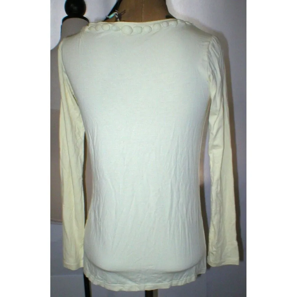 NWT New Womens Maliparmi Knit Top Yellow XS Pale Neck Stone Accents LS Designer - Image 2