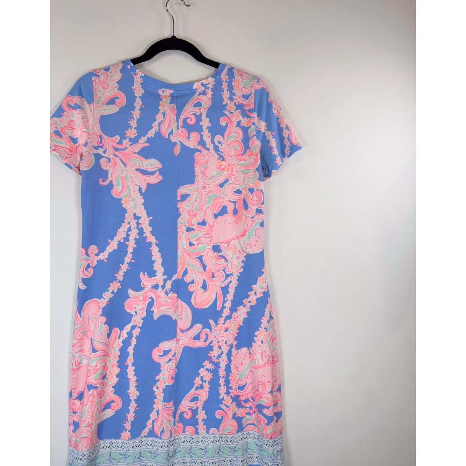 Lilly Pulitzer Womens Dress Blue Declan Floral Shift Short Sleeve A Line Small - Image 8