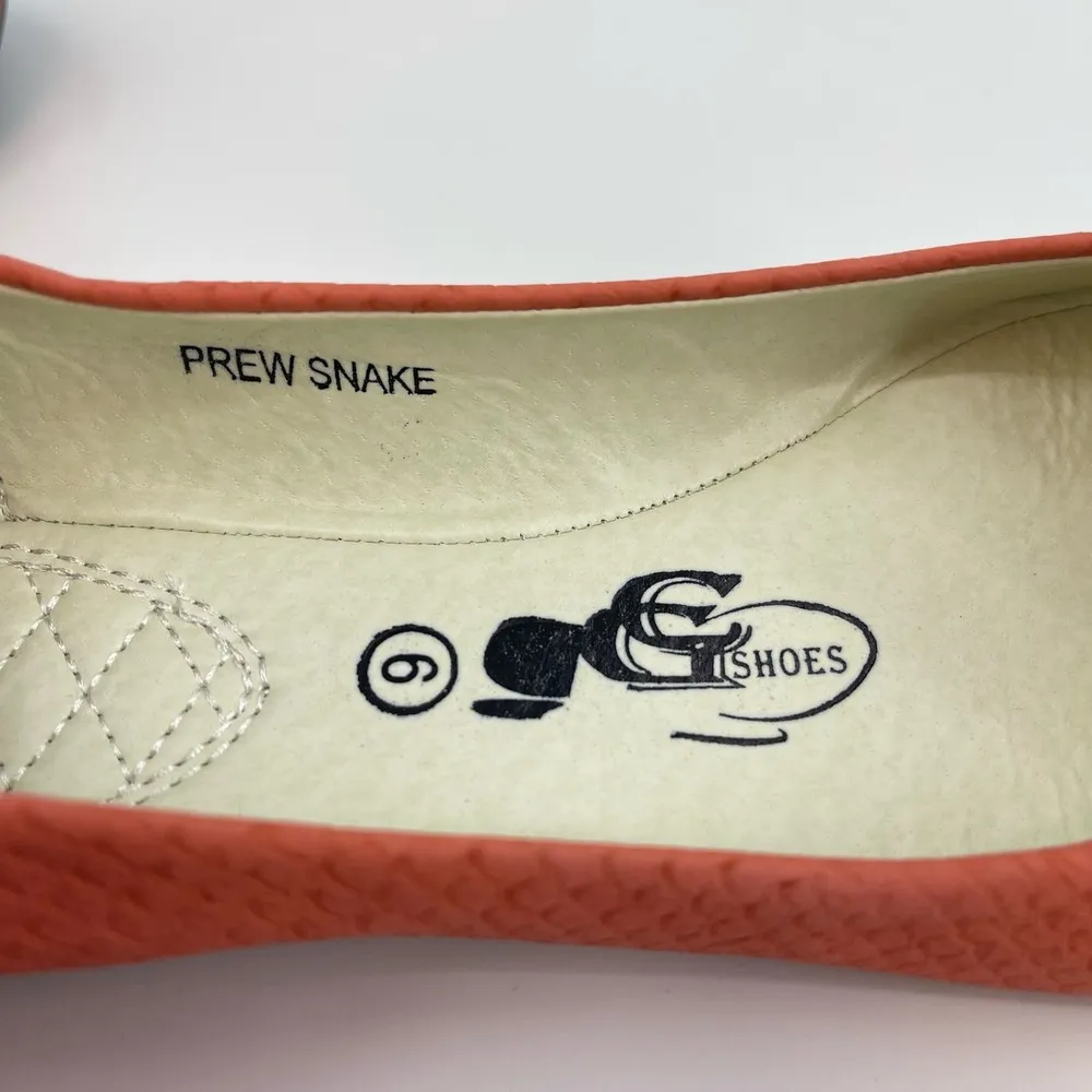 Francesca's CG Shoes Womens Size 9 Coral Jeweled Slip On Ballet Flats Prew Snake Pink - Image 9