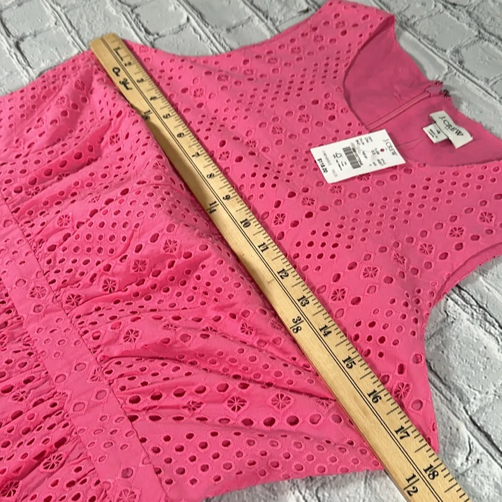 J.Crew Bubblegum Pink Cotton Eyelet Ruffle Midi Dress size 4 NEW - Image 10