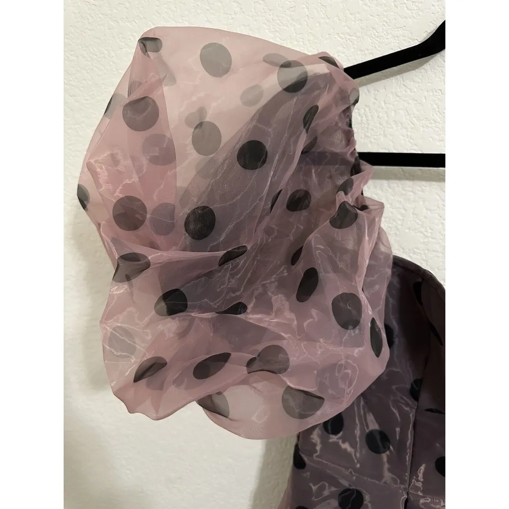 NEW Asos Dress Size 6 Women's Organza Overlay Puff Sleeve Midi Polka Dot Dress - Image 6