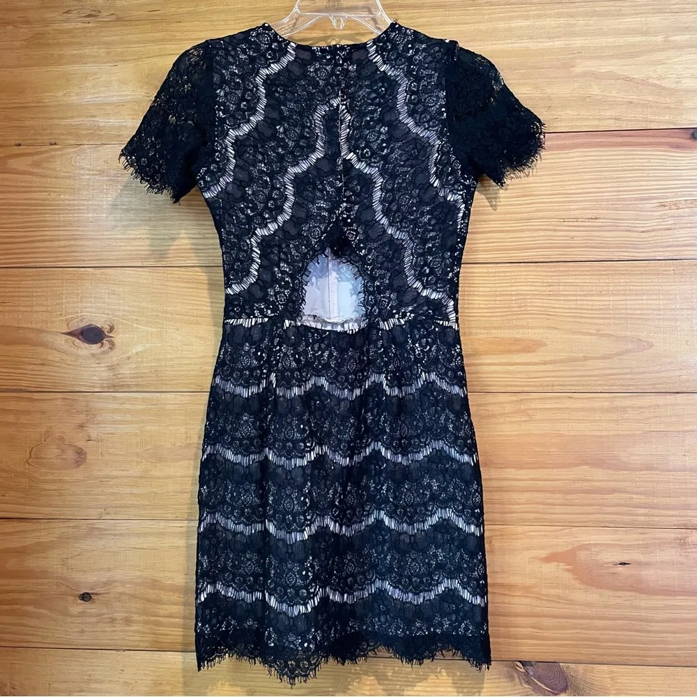 Dolce Vita Black Eyelash Lace Cutout Mini Dress Extra Small Size XS - Image 4