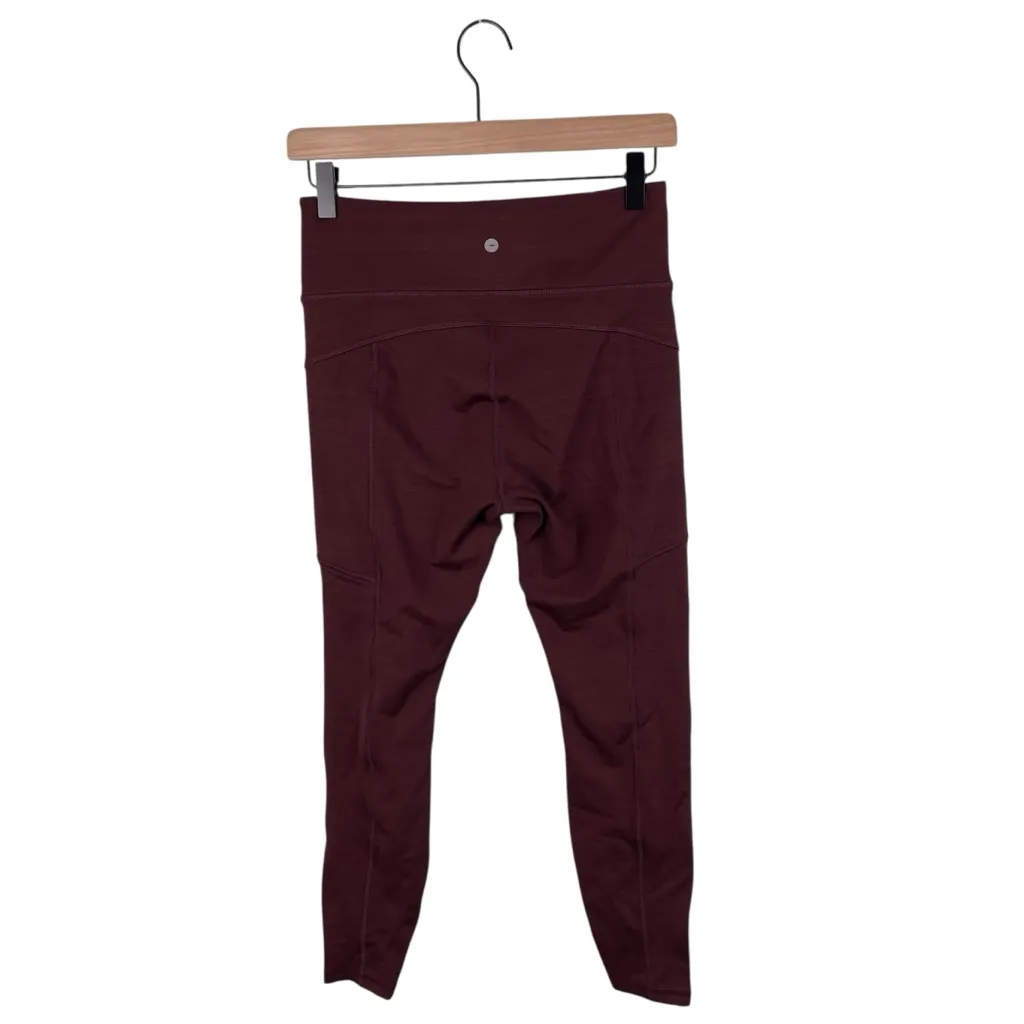 Avia Women's Outdoor Leggings with Side Zip Pockets Size Small Deep Chianti Red - Image 3