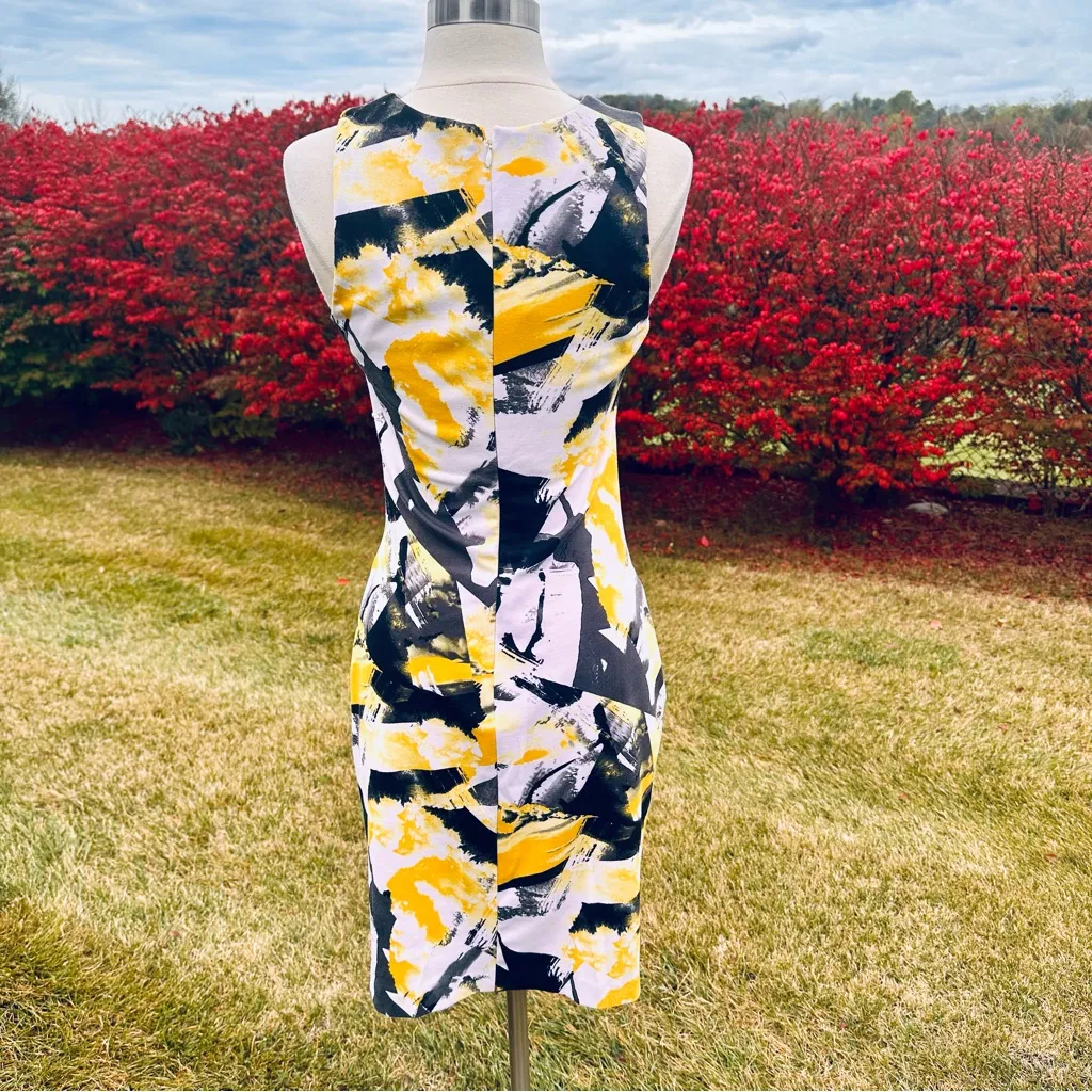 NWT Coeur de Vague Abstract Black Yellow White Sheath Dress US 6/ AU 8 - Image 3