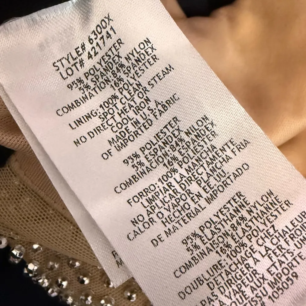 XSCAPE Women's Rhinestone-Mesh-Side Off-The-Shoulder Dress Black Sz 12 - Image 8