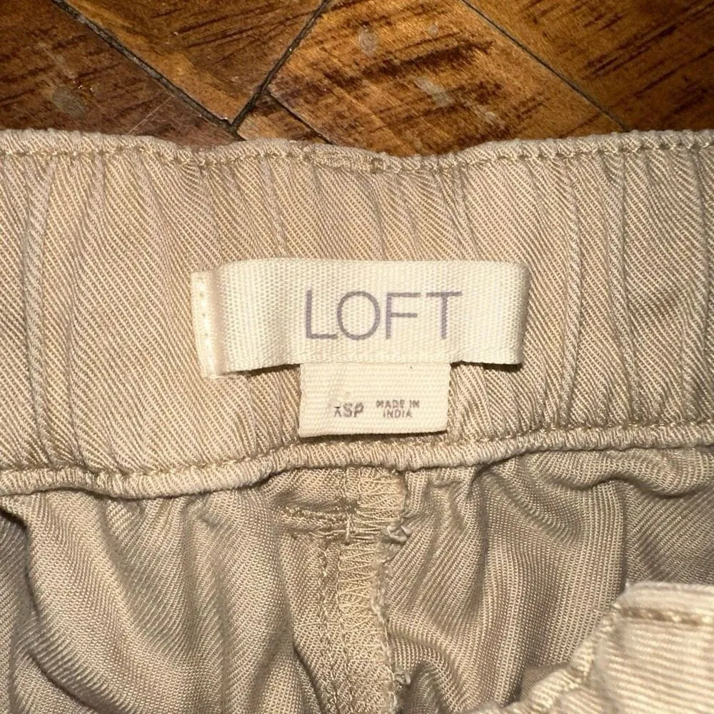 Ann Taylor Loft tan paperbag safari tie waist XSP pants - Image 2