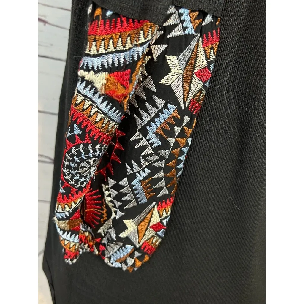 Miss Me Blouse Small Aztec Western‎ Boho Hippie Shirt Peasant Embroidered blouse - Image 4