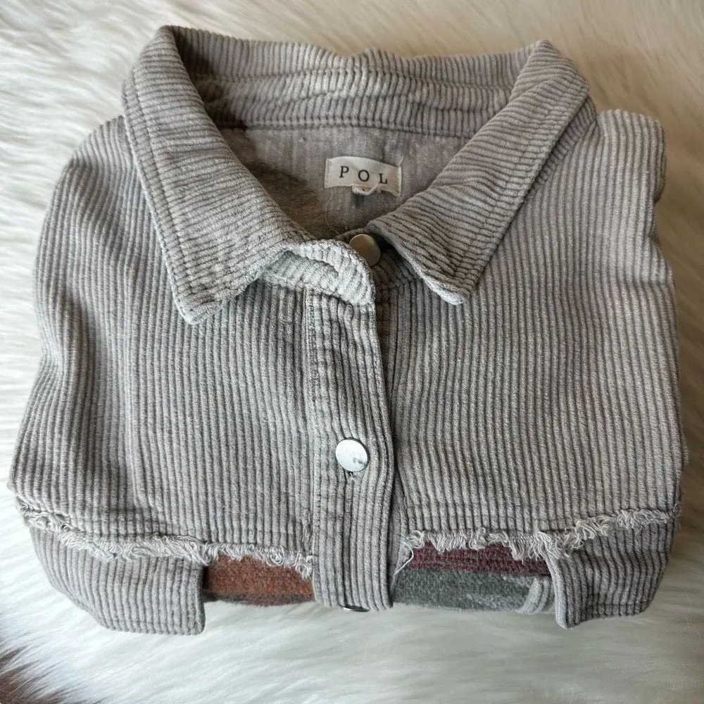 POL Corduroy Aztec Oversized Button Down Shirt Jacket Shacket Size Large - Image 12
