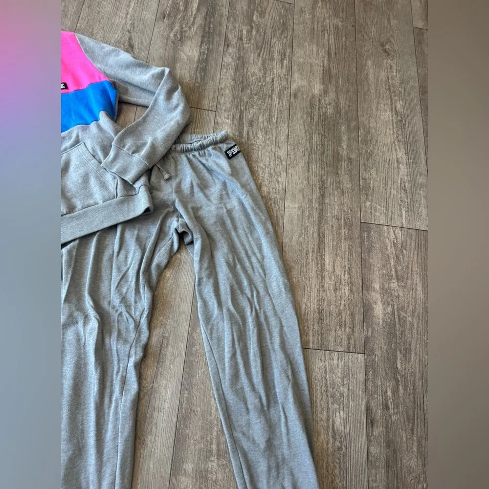 PINK Victoria’s secret Gray Tracksuit with Pink and Blue Accents - Image 6