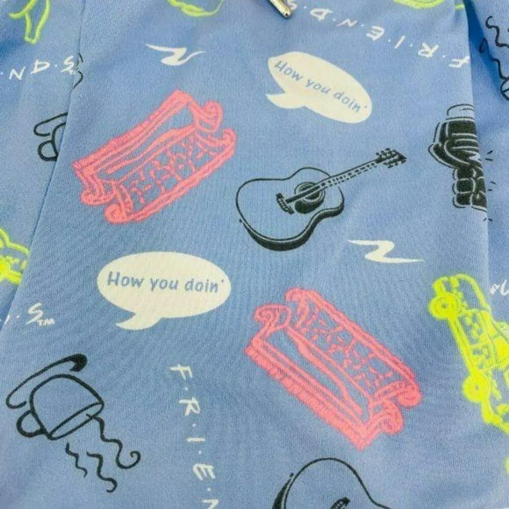 Friends TV Relaxed Fit Pajama Shorts Lounge Womens Medium Blue - Image 2