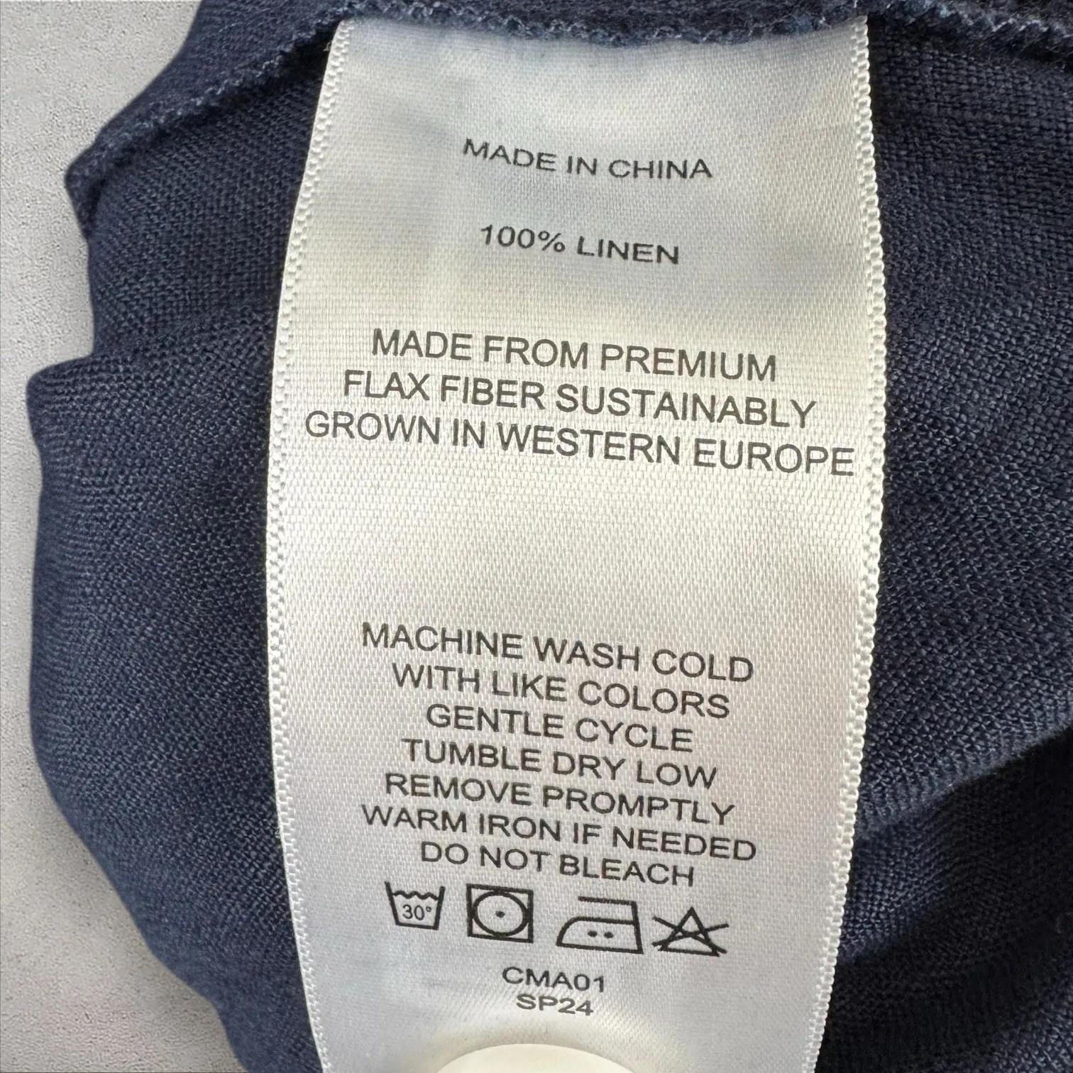 Quince Women's 100% European Linen Button Front Midi Dress Navy‎ Blue Sz Medium - Image 6