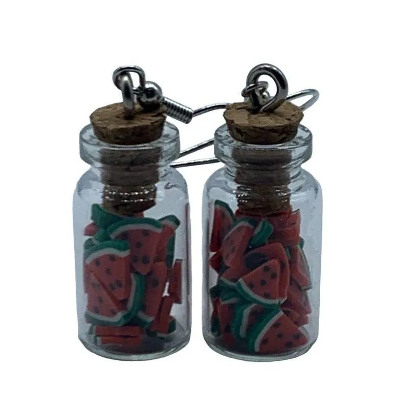 NEW Watermelon slices in mason jar fashion earring - Image 14