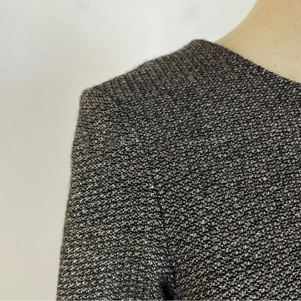 LIBBY Metallic Silver Long Sleeve Blouse Gray Size 6 - Image 4