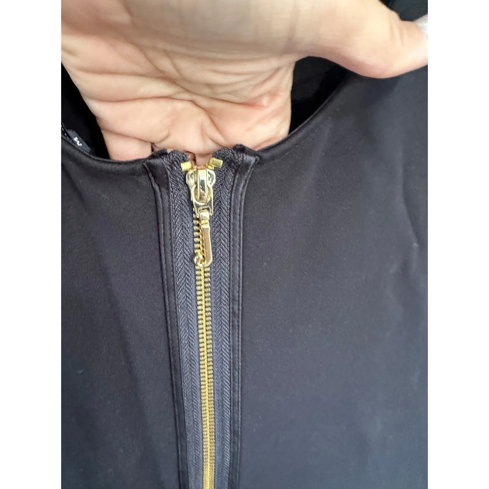 Vintage Y2K Juicy Couture Solid Black Exposed Back Zipper Ponte Mini Dress M - Image 5