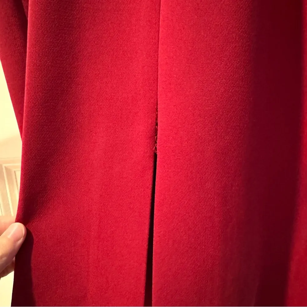 ALICE + OLIVIA Esmra Fitted V Neck Dress in Bordeaux Red | Size 4 - Image 6