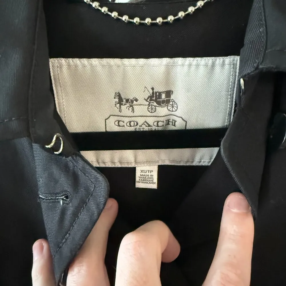 Coach Trench Coat Jacket Size XS Color Black - Image 4