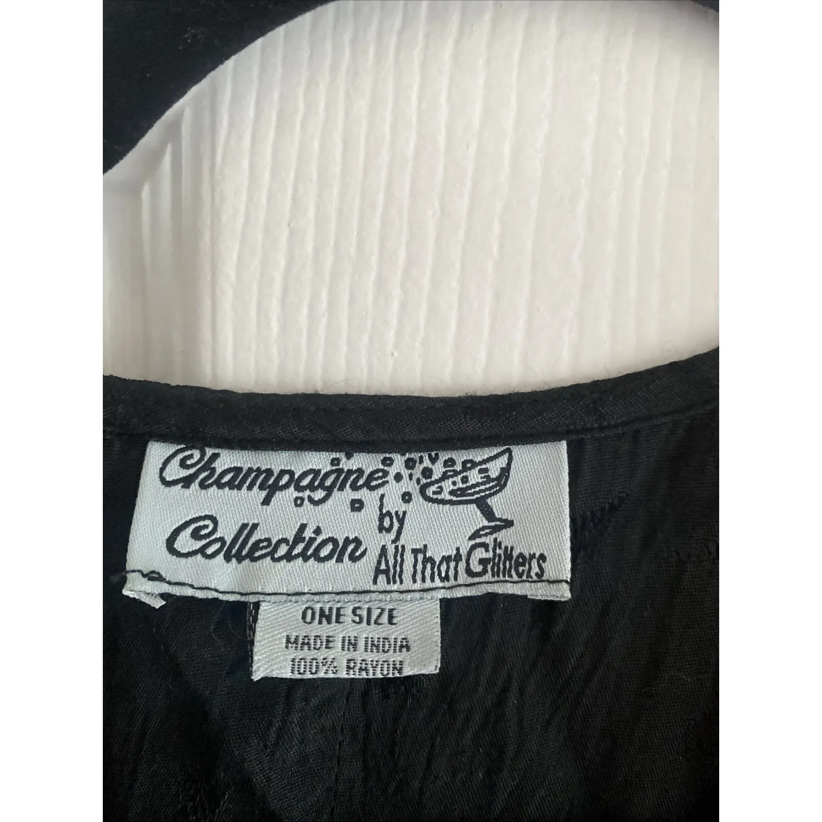 Champagne Collection by All That Glitters Womens One Size Art to Wear Top Black - Image 2