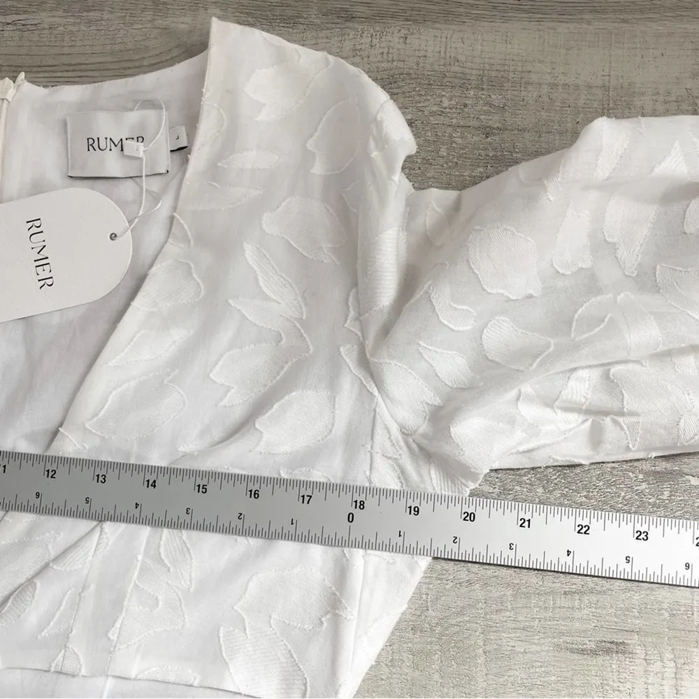 Rumer Dress Long Sleeve Mini Cut Out Floral Design Australian Puff Sleeve NWT L Size L - Image 10