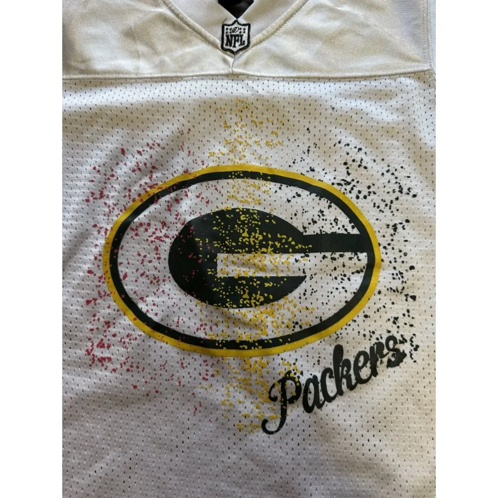 Reebok‎ Green Bay Packers NFL Team Apparel White Jersey Women Size Measured - Image 7