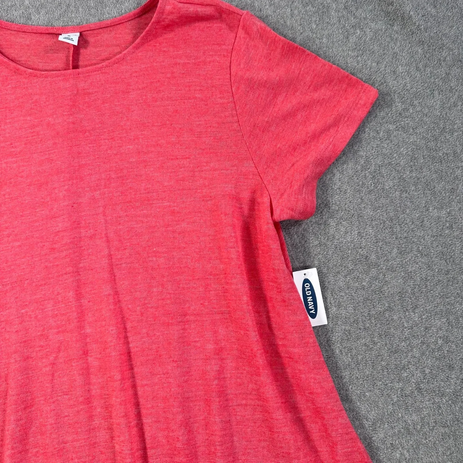 Old Navy Linen Blend Swing Dress Women's XL Coral Pink Short Sleeve New - Image 2