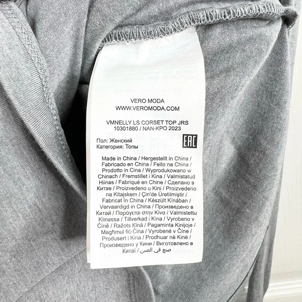 Vero Moda Women's Nelly Gray Long Sleeve Corset Blouse Size S Casual NWOT - Image 9