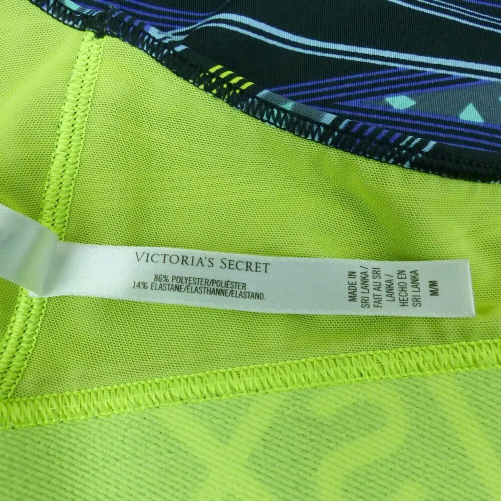 Victoria's Secret VSX Sport Bra Womens M Blue Neon Yellow The Player Racerback - Image 12