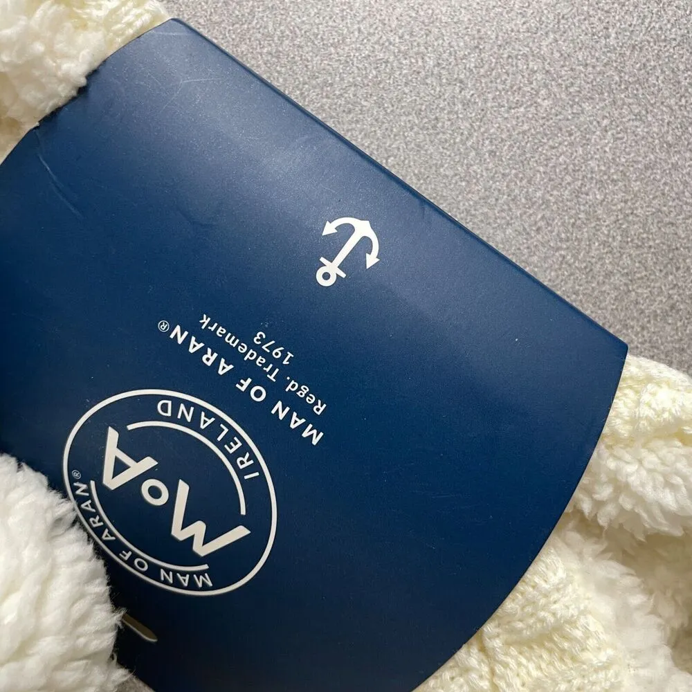 Man of Aran Neck Warmer Ivory Acrylic Cable Knit Lined Outdoors * - Image 4