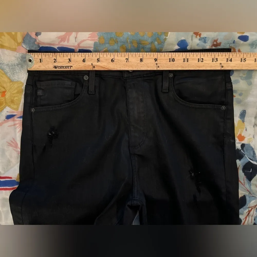 ADRIANO GOLDSCHMIED 28R The Farrah Skinny Ankle High Rise Coated Jeans Black - Image 15