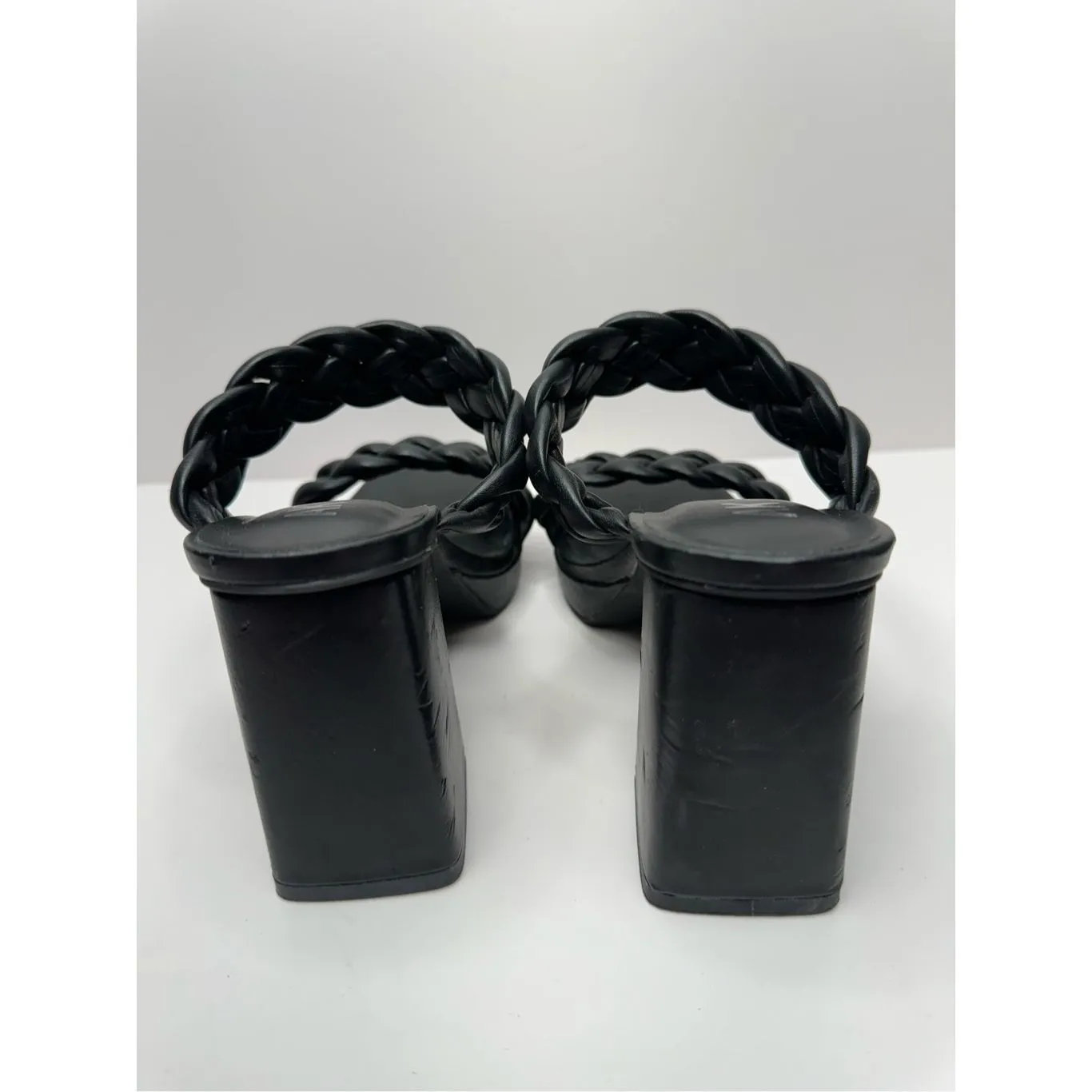 Anne Klein Sandals Womens Size 5.5 Black Braided Double Strap Slip On Heels - Image 5